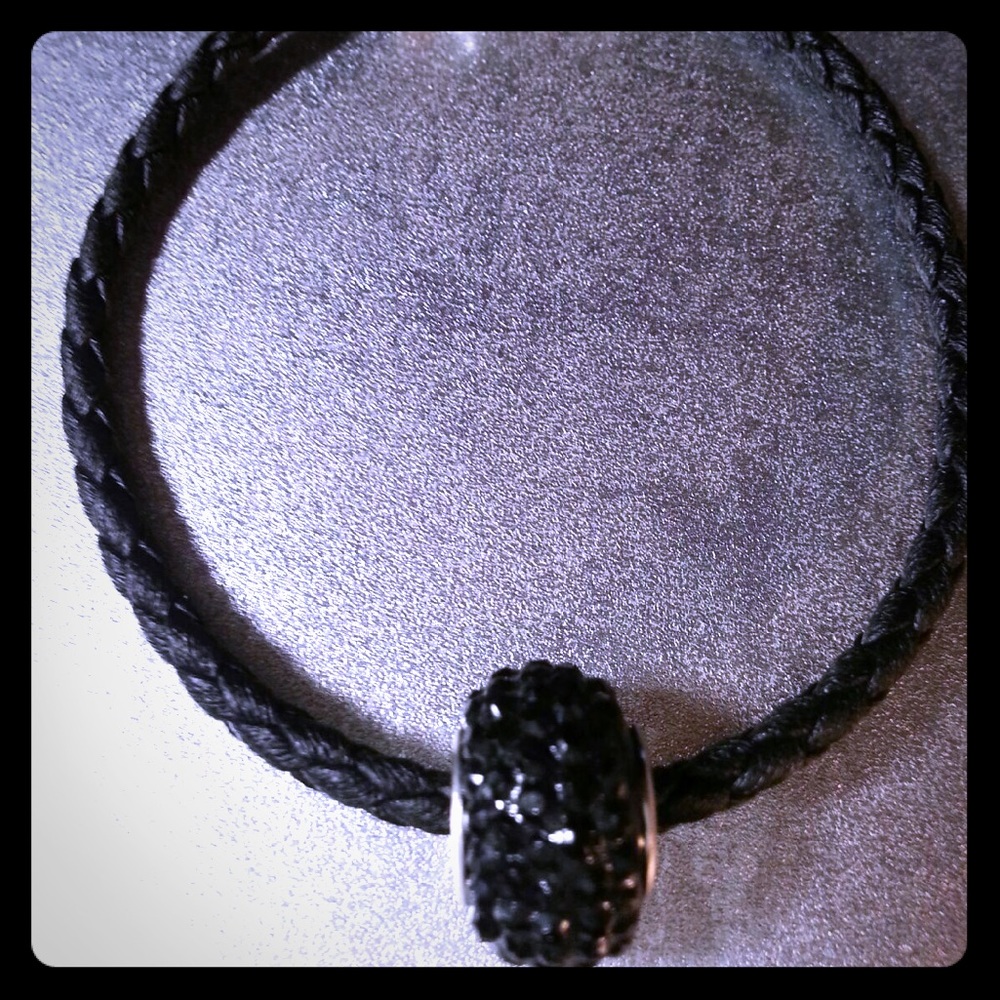 Black leather bracelet